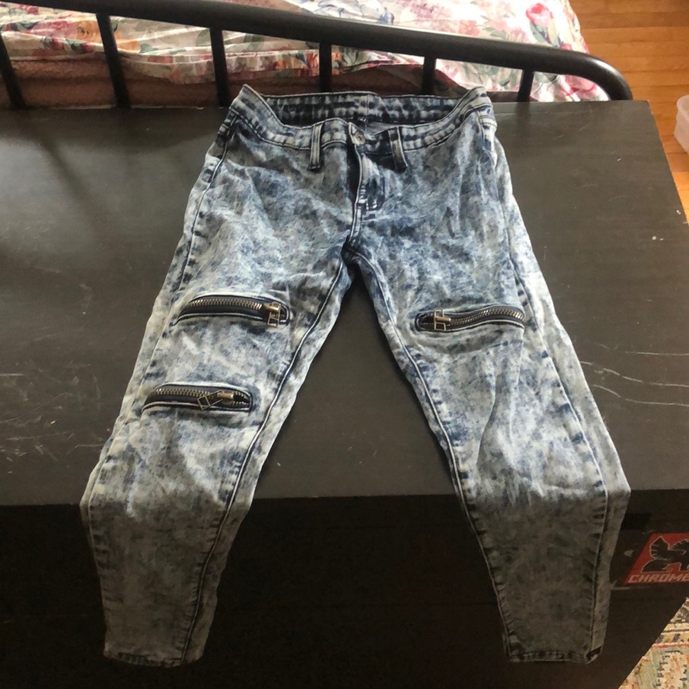Acid Wash zipper Jeans